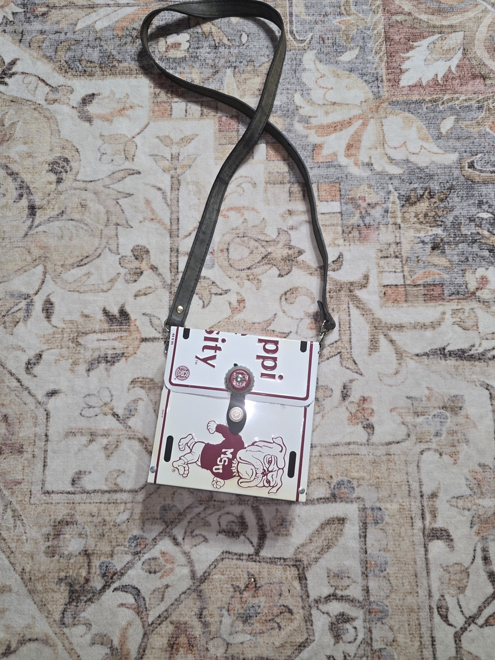 MSU Bulldog License Plate Crossbody Bag